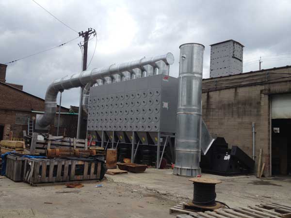 Plastic and Fiberglass dust collection system with dual cyclone pre-cleaners (2008 - Ashtabula, OH)