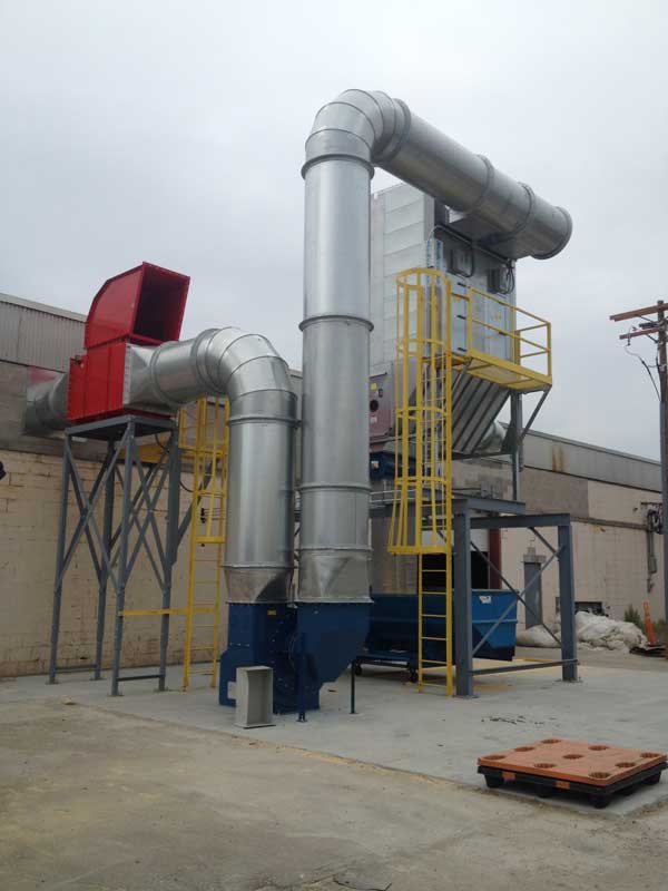 Plastic and Fiberglass dust collection system with dual cyclone pre-cleaners (2008 - Ashtabula, OH)