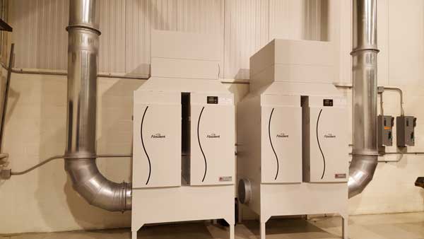 Plastic and Fiberglass dust collection system with dual cyclone pre-cleaners (2008 - Ashtabula, OH)